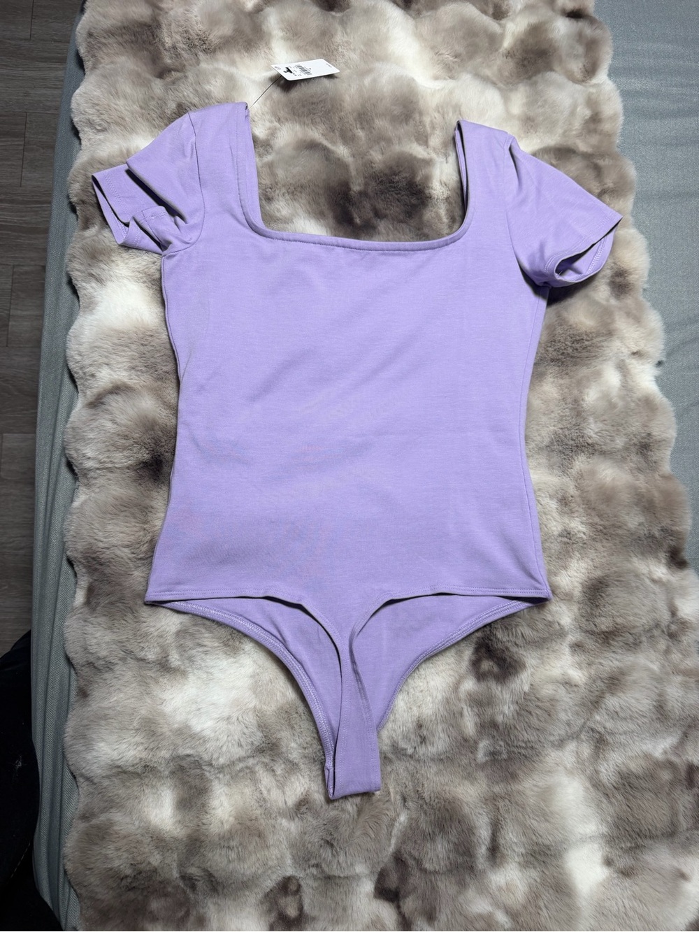 Express Lavender Square Neck Short Sleeve Bodysuit